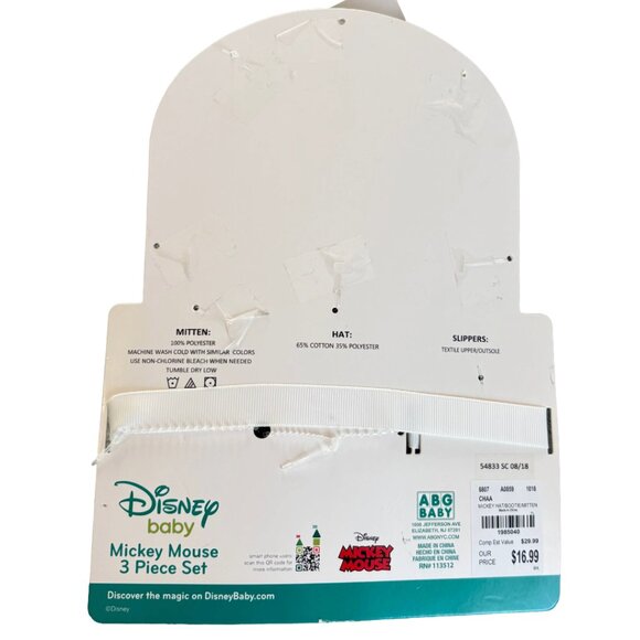 Disney Baby Mickey Mouse 3-Piece Set Hat Mittens Booties Infant 0-3M NWT - Picture 5 of 5